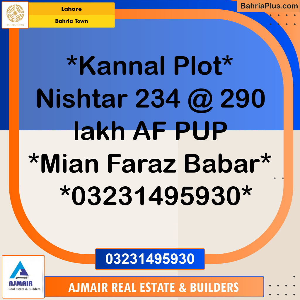 Residential Plot for Sale in Bahria Town, Lahore - (BP-208392)