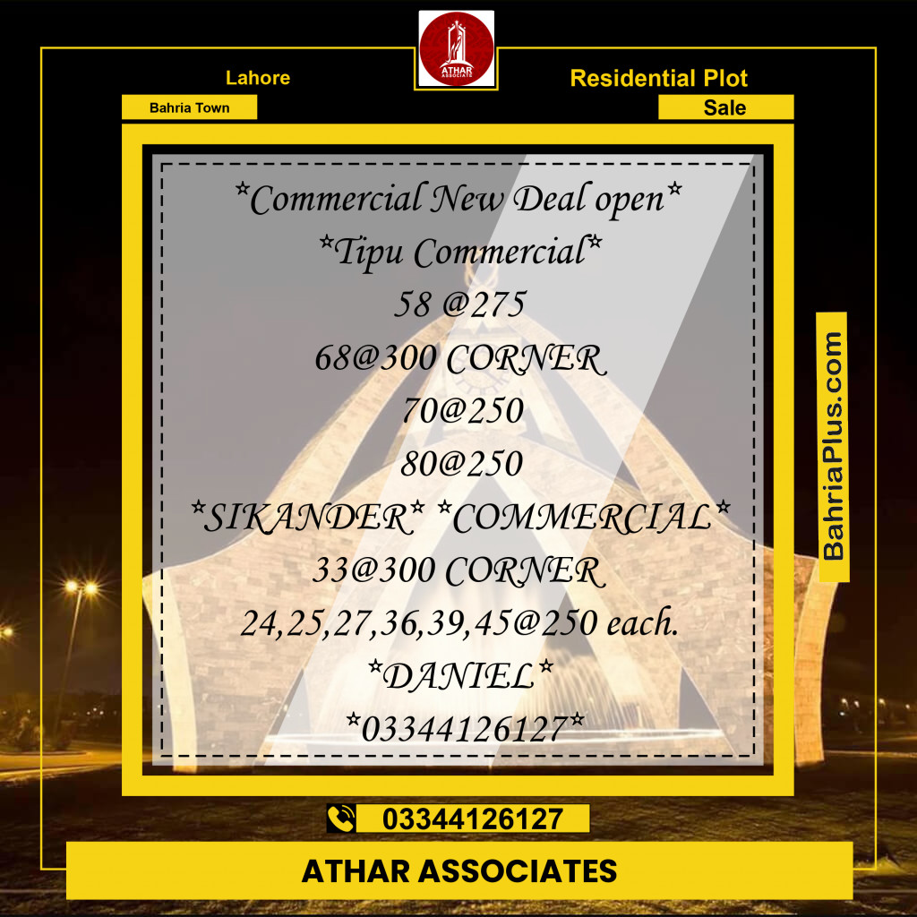 Residential Plot for Sale in Bahria Town, Lahore - (BP-208467)