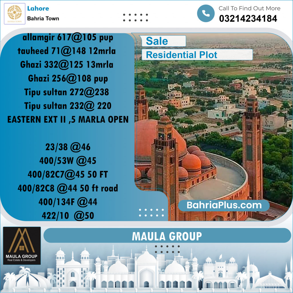 Residential Plot for Sale in Bahria Town, Lahore - (BP-208478)