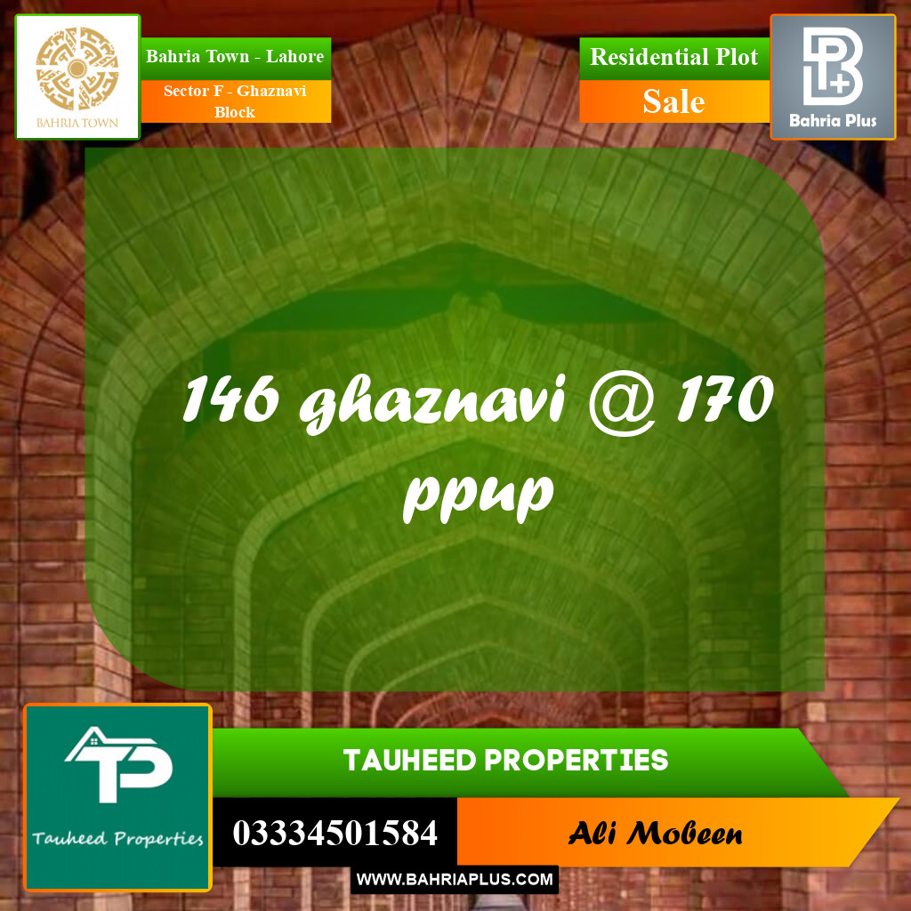 10 Marla Residential Plot for Sale in Sector F - Ghaznavi Block - Bahria Town, Lahore - (BP-208503)