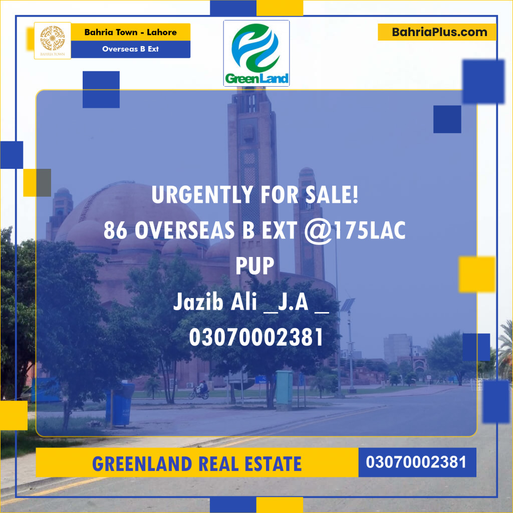 10 Marla Residential Plot for Sale in Overseas B Ext -  Bahria Town, Lahore - (BP-208522)