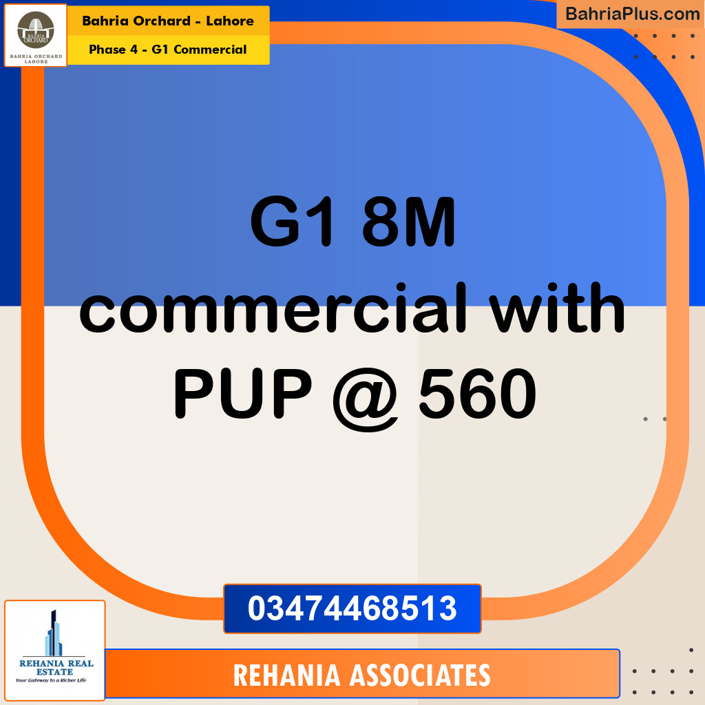 8 Marla Commercial Plot for Sale in Phase 4 - G1 Commercial -  Bahria Orchard, Lahore - (BP-208529)