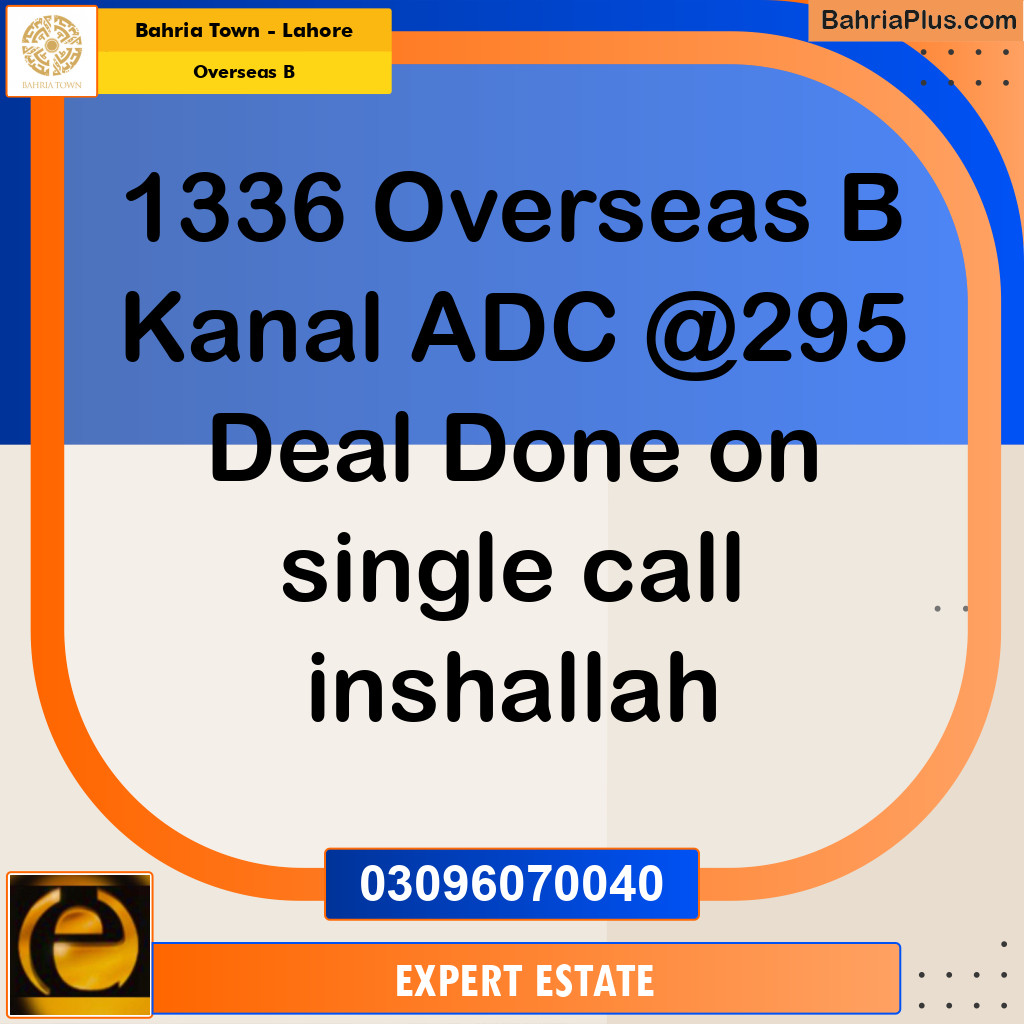 1 Kanal Residential Plot for Sale in Overseas B -  Bahria Town, Lahore - (BP-208559)