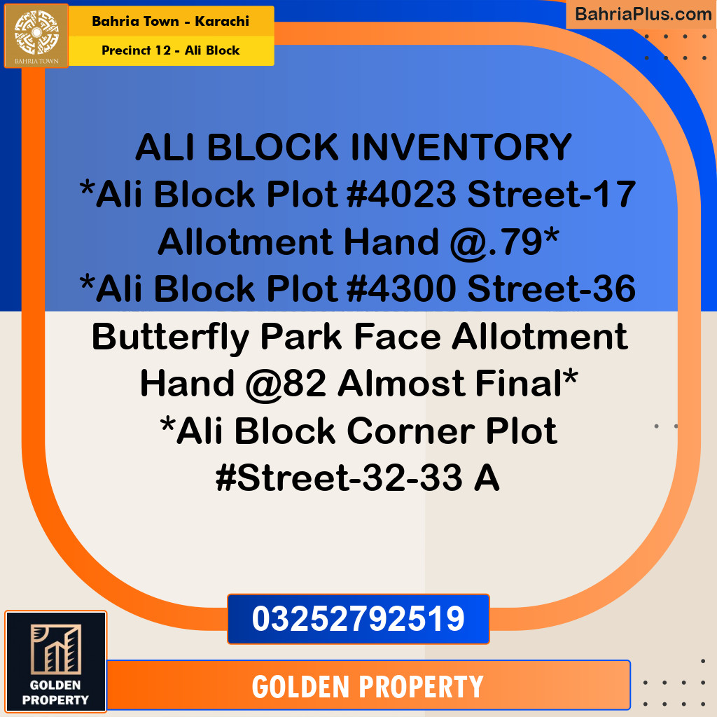 125 Sq. Yards Residential Plot for Sale in Precinct 12 - Ali Block - Bahria Town, Karachi - (BP-208566)