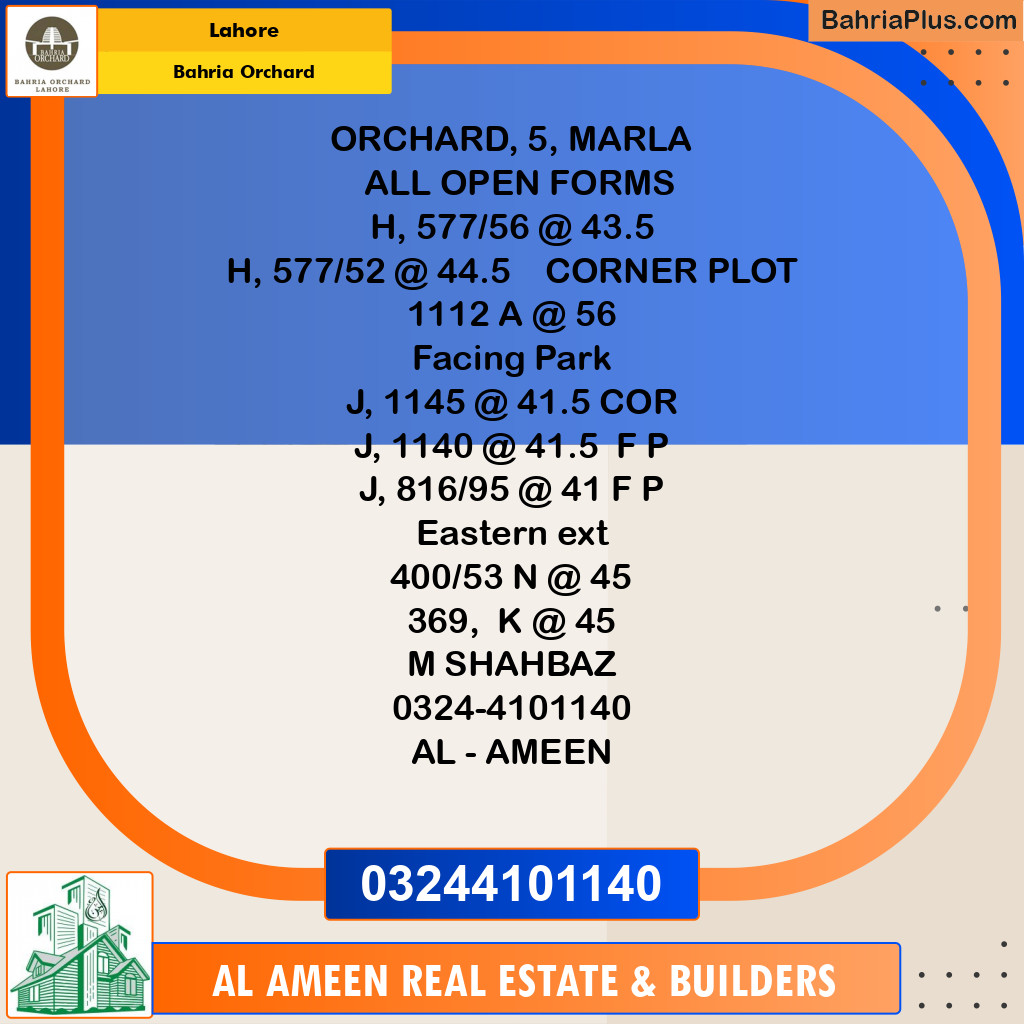 Residential Plot for Sale in Bahria Orchard, Lahore - (BP-208568)