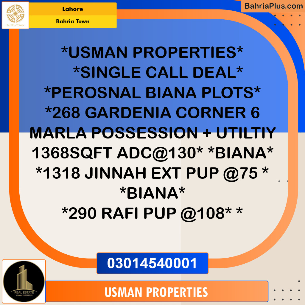 Residential Plot for Sale in Bahria Town, Lahore - (BP-208572)
