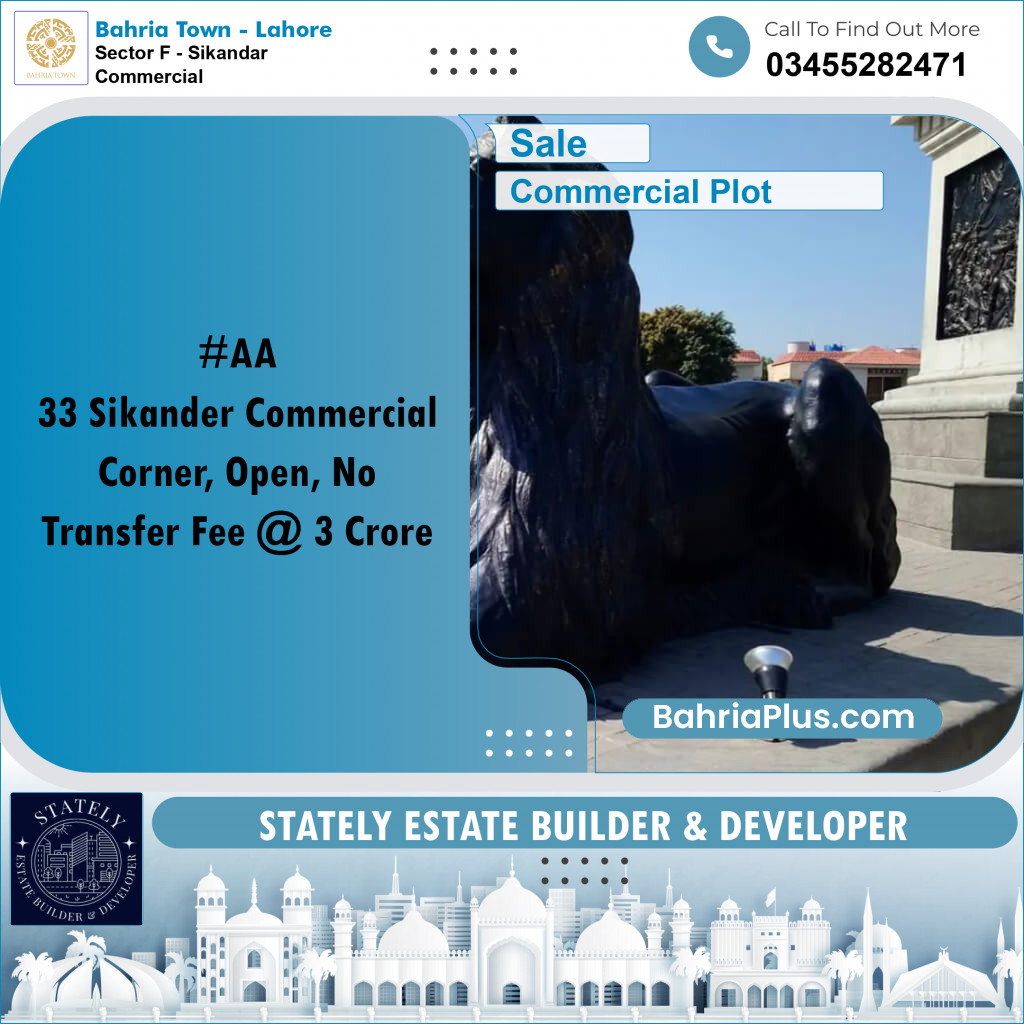 5 Marla Commercial Plot for Sale in Sector F - Sikandar Commercial -  Bahria Town, Lahore - (BP-208596)