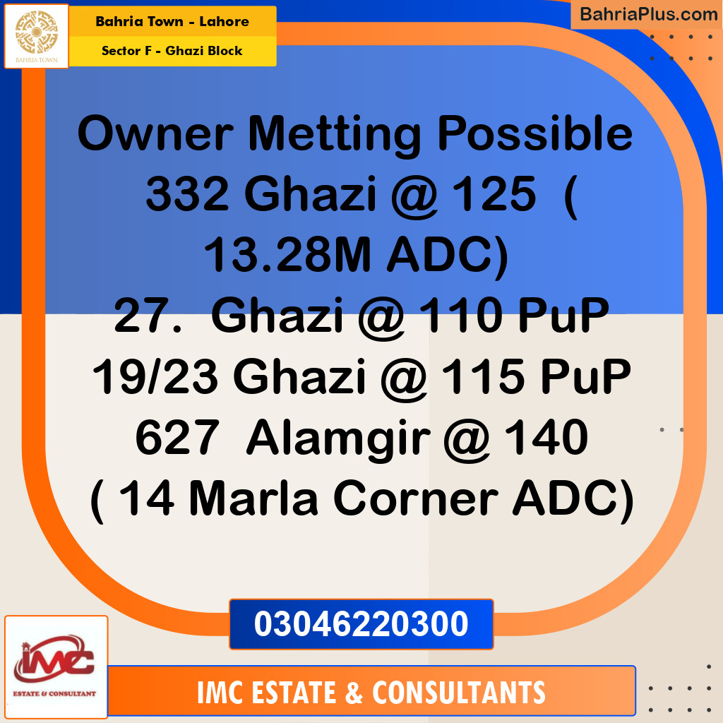 Residential Plot for Sale in Sector F - Ghazi Block -  Bahria Town, Lahore - (BP-208633)