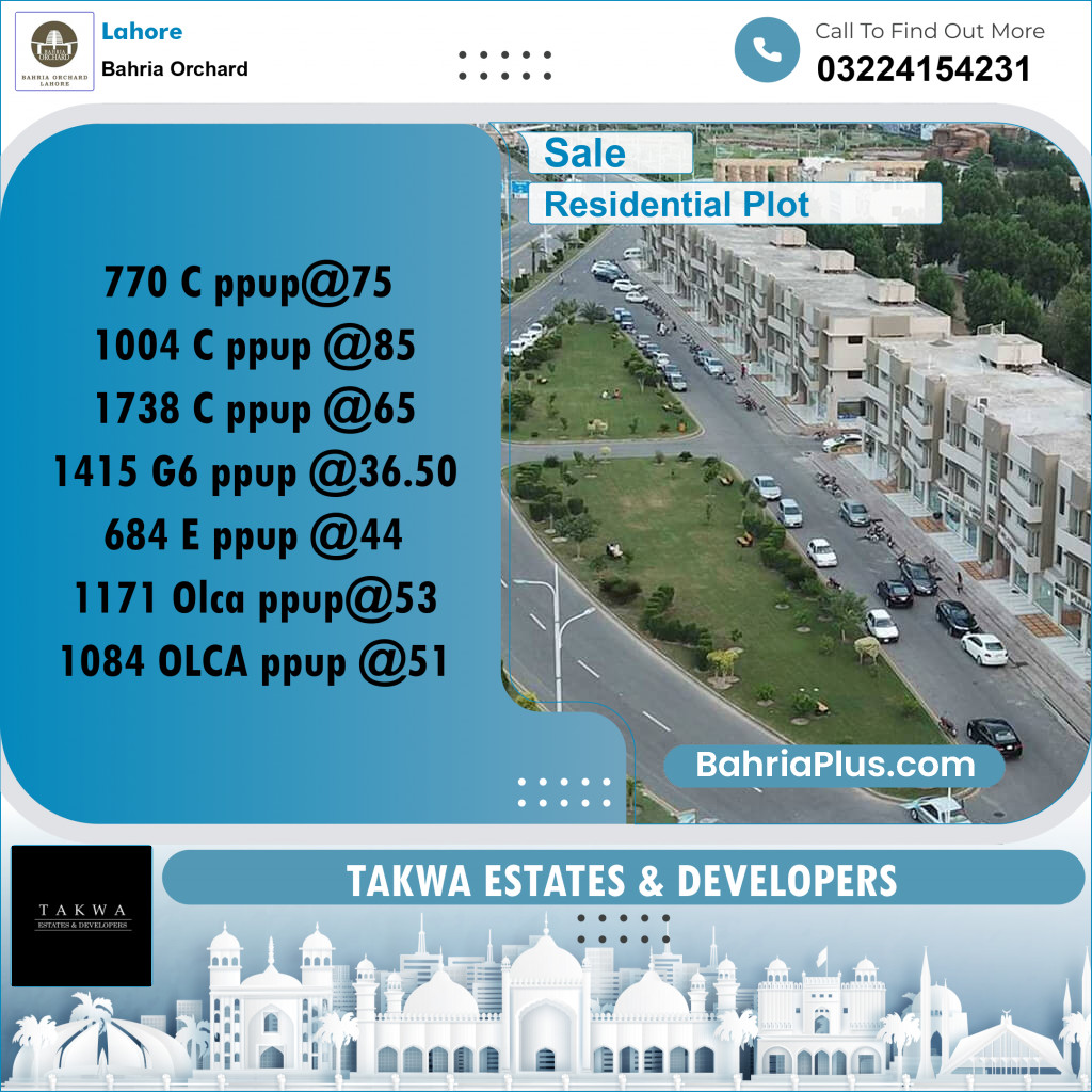 Residential Plot for Sale in Bahria Orchard, Lahore - (BP-208665)