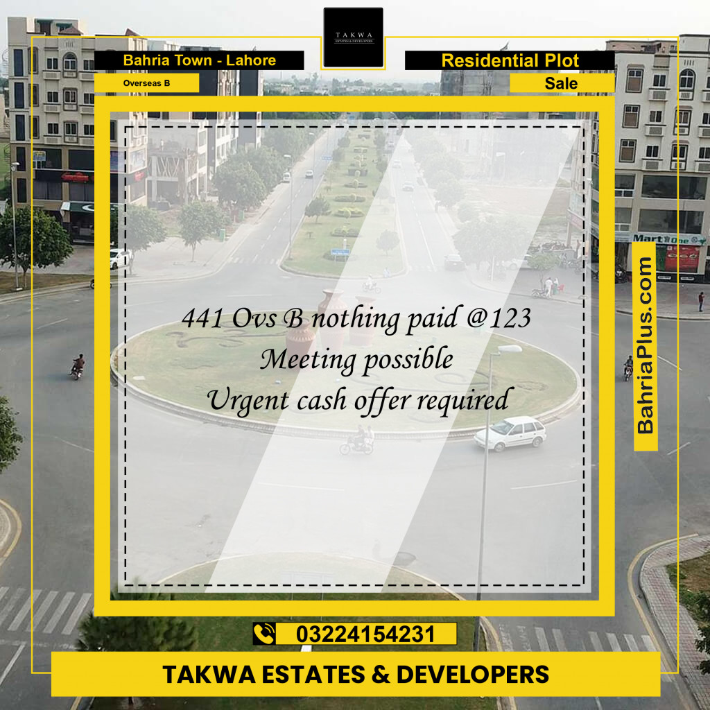Residential Plot for Sale in Overseas B - Bahria Town, Lahore - (BP-208676)
