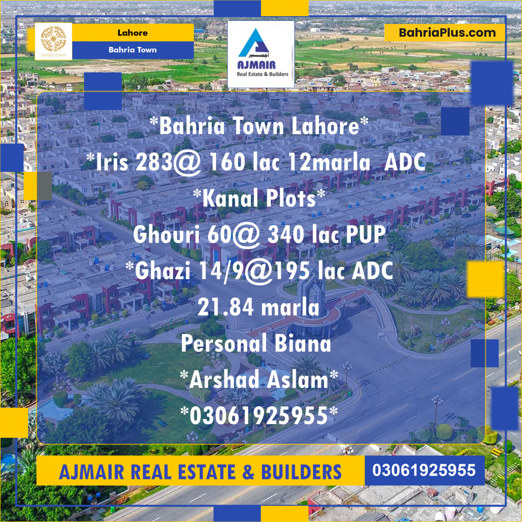 Residential Plot for Sale in Bahria Town, Lahore - (BP-208718)
