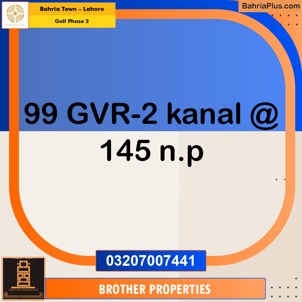 1 Kanal Residential Plot for Sale in Golf Phase 2 -  Bahria Town, Lahore - (BP-208730)
