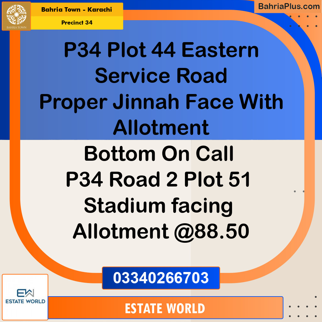 272 Sq. Yards Residential Plot for Sale in Precinct 34 -  Bahria Town, Karachi - (BP-208734)