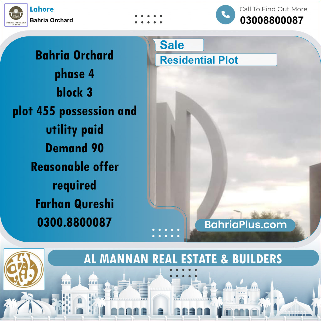 Residential Plot for Sale in Bahria Orchard, Lahore - (BP-208777)