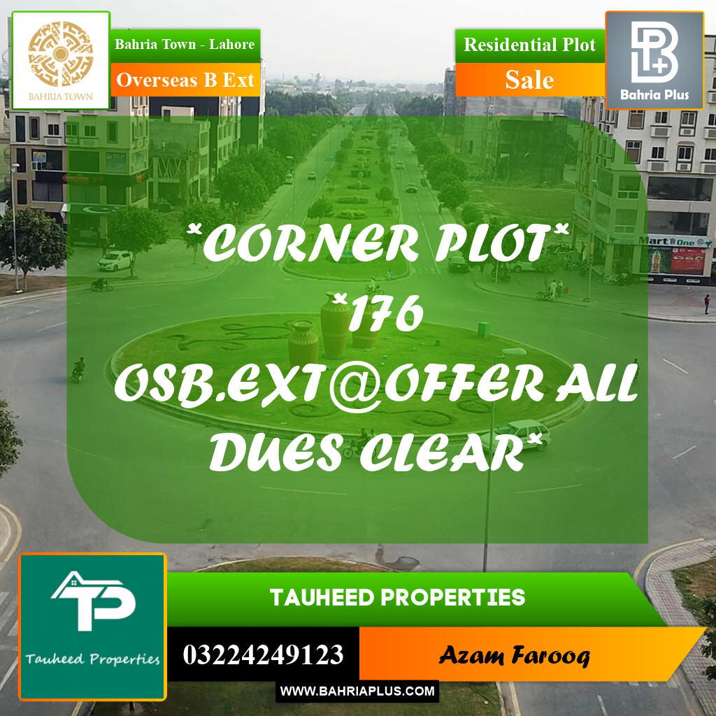 9 Marla Residential Plot for Sale in Overseas B Ext -  Bahria Town, Lahore - (BP-208843)