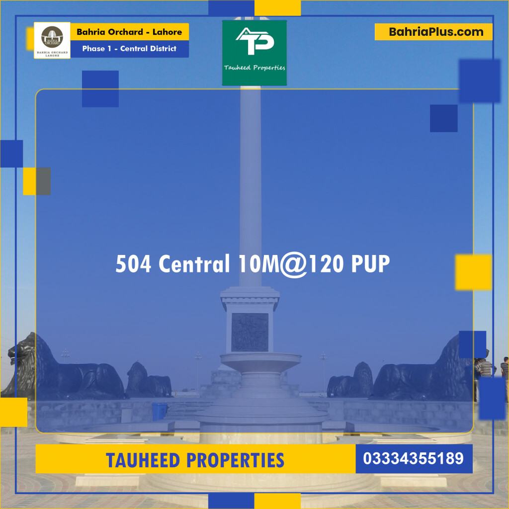 10 Marla Residential Plot for Sale in Phase 1 - Central District -  Bahria Orchard, Lahore - (BP-208854)