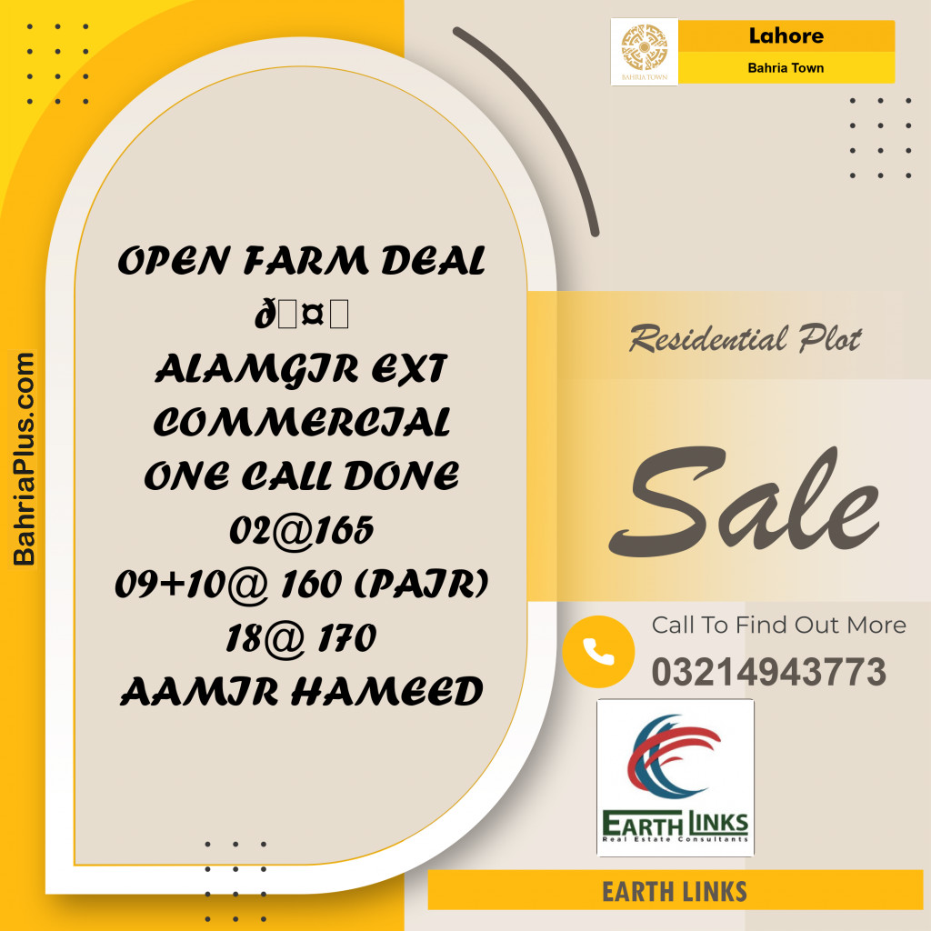 Residential Plot for Sale in Bahria Town, Lahore - (BP-208858)