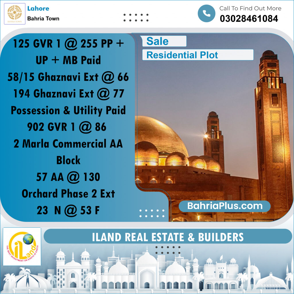 Residential Plot for Sale in Bahria Town, Lahore - (BP-208911)