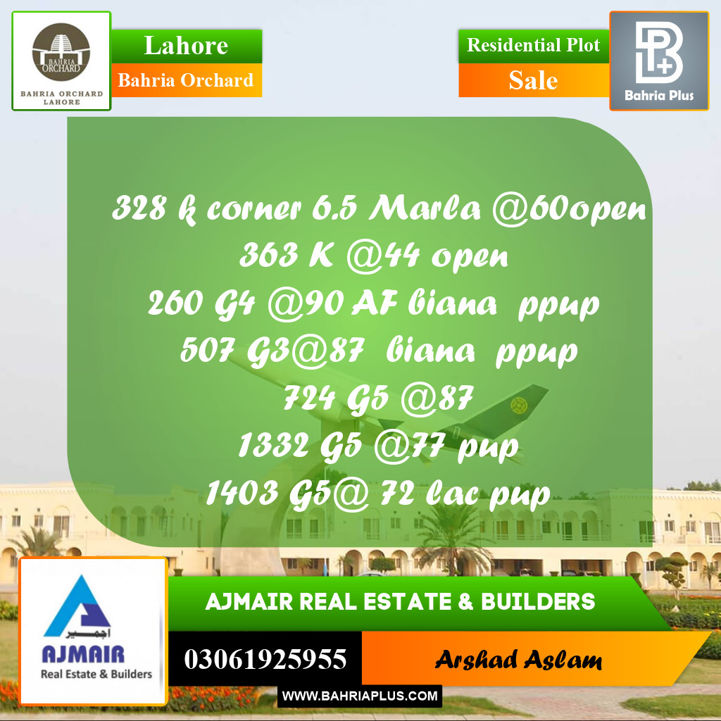 Residential Plot for Sale in Bahria Orchard, Lahore - (BP-208938)