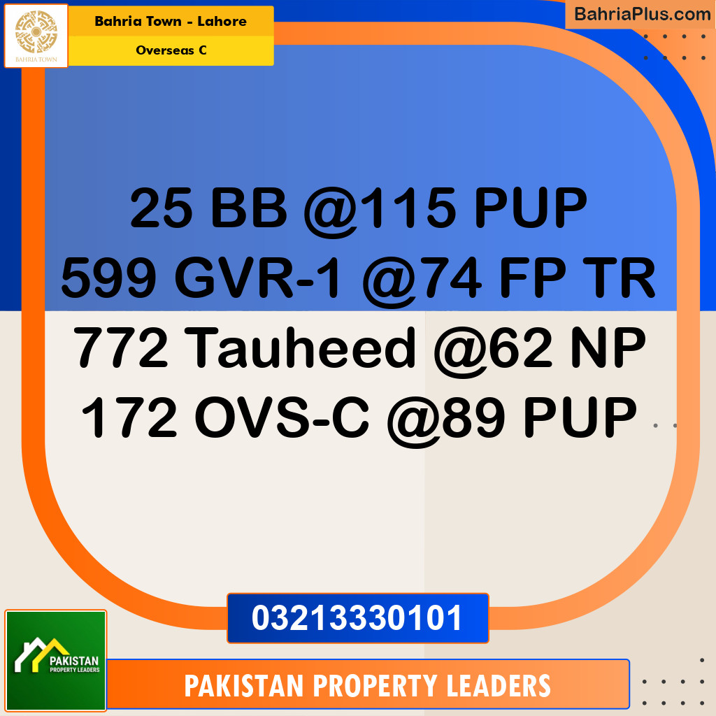 5 Marla Residential Plot for Sale in Overseas C -  Bahria Town, Lahore - (BP-209028)