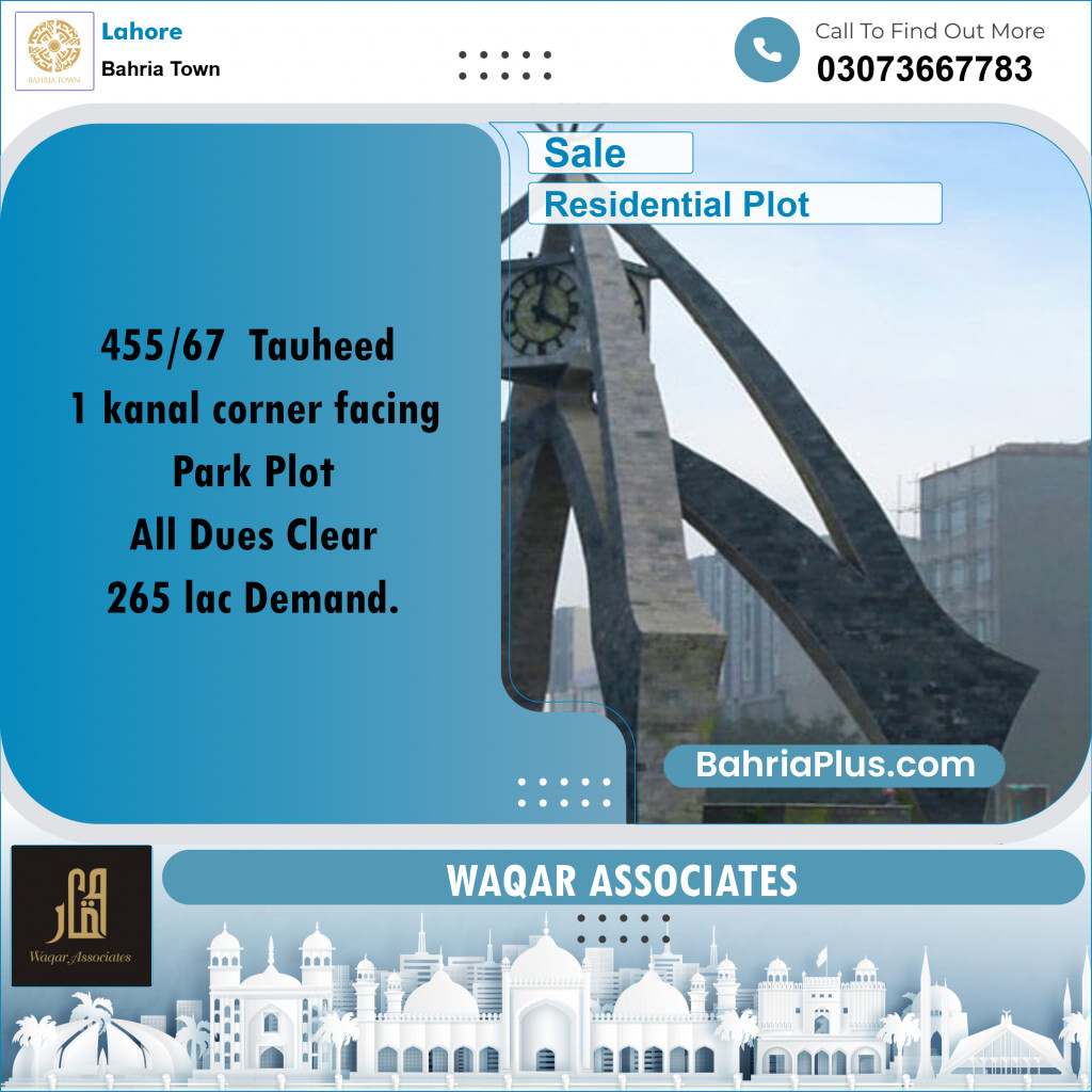 Residential Plot for Sale in Bahria Town, Lahore - (BP-209042)