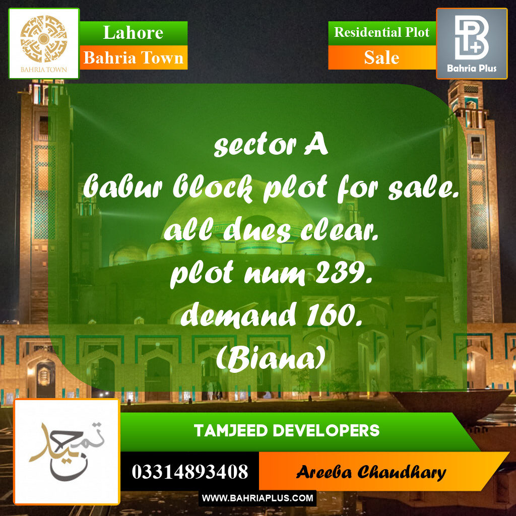 Residential Plot for Sale in Bahria Town, Lahore - (BP-209076)