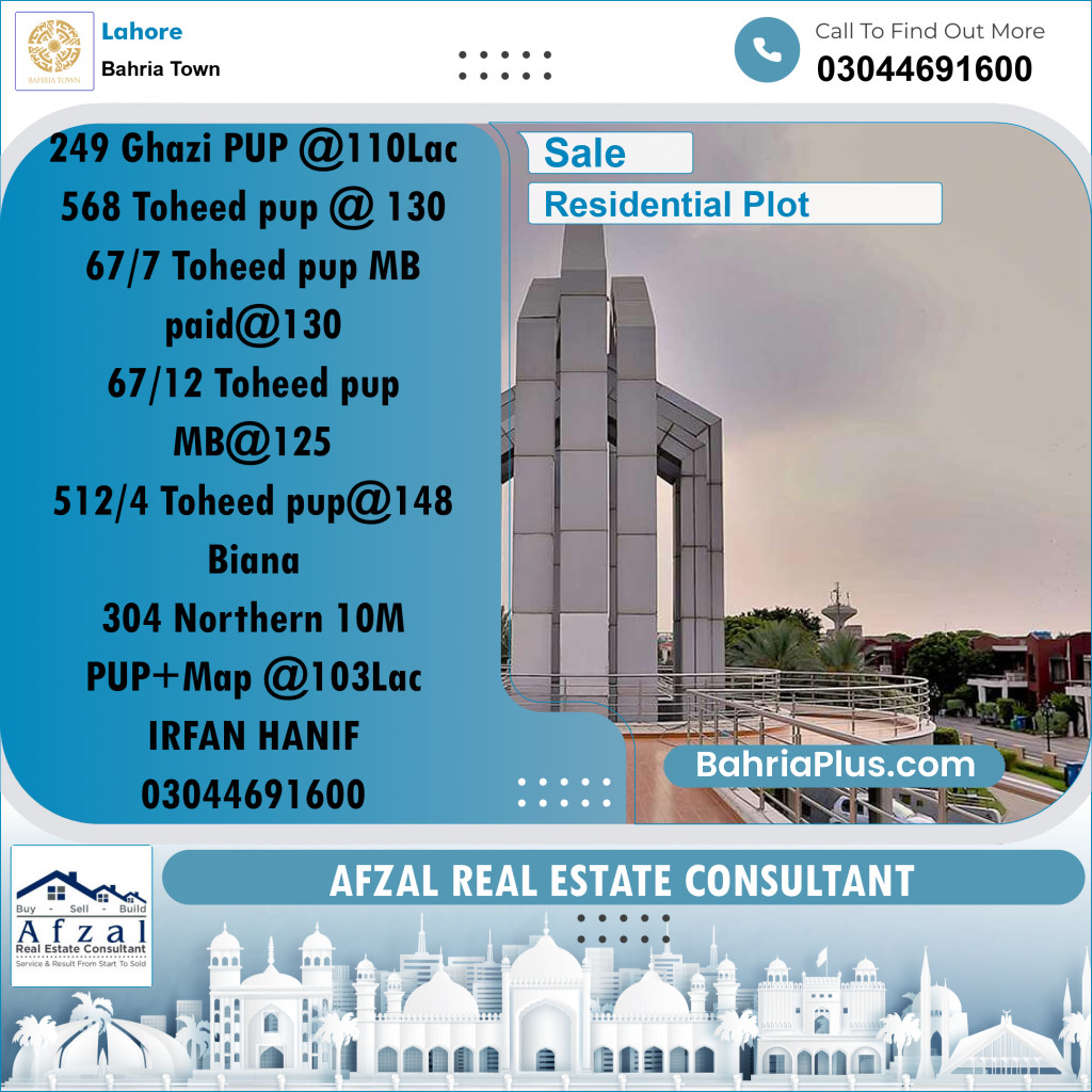 Residential Plot for Sale in Bahria Town, Lahore - (BP-209095)