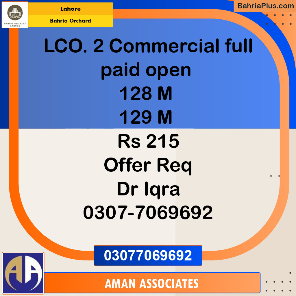 Residential Plot for Sale in Bahria Orchard, Lahore - (BP-209099)