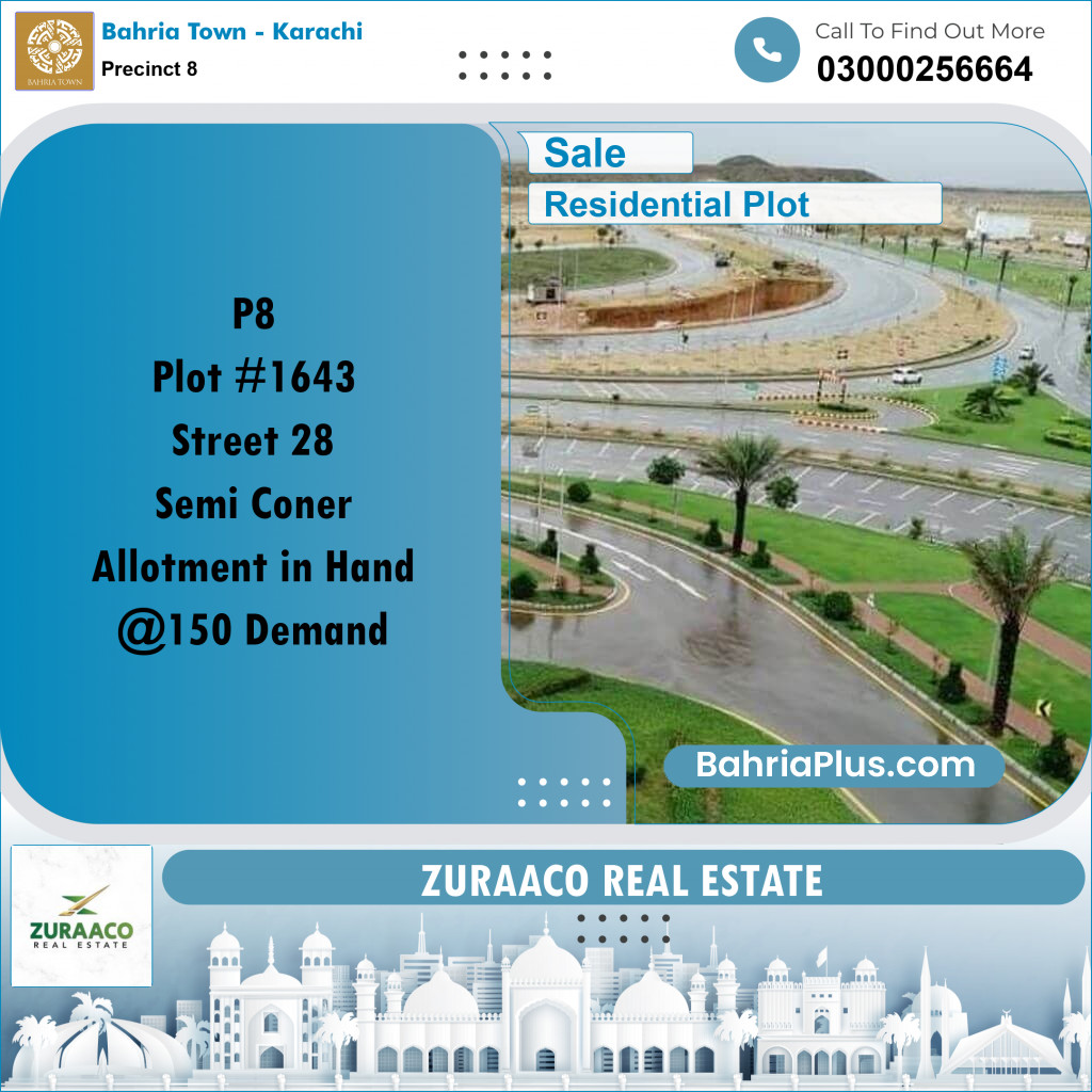 250 Sq. Yards Residential Plot for Sale in Precinct 8 -  Bahria Town, Karachi - (BP-209107)