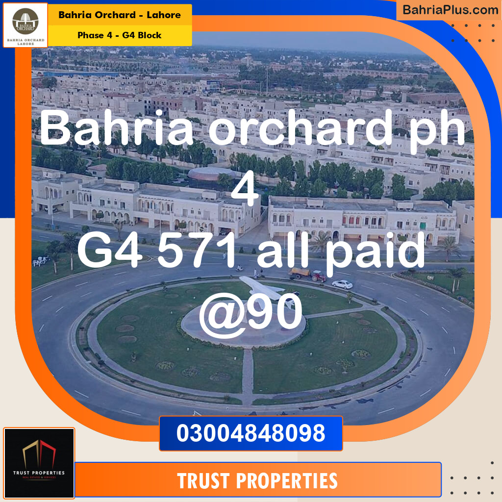 10 Marla Residential Plot for Sale in Phase 4 - G4 Block - Bahria Orchard, Lahore - (BP-209115)