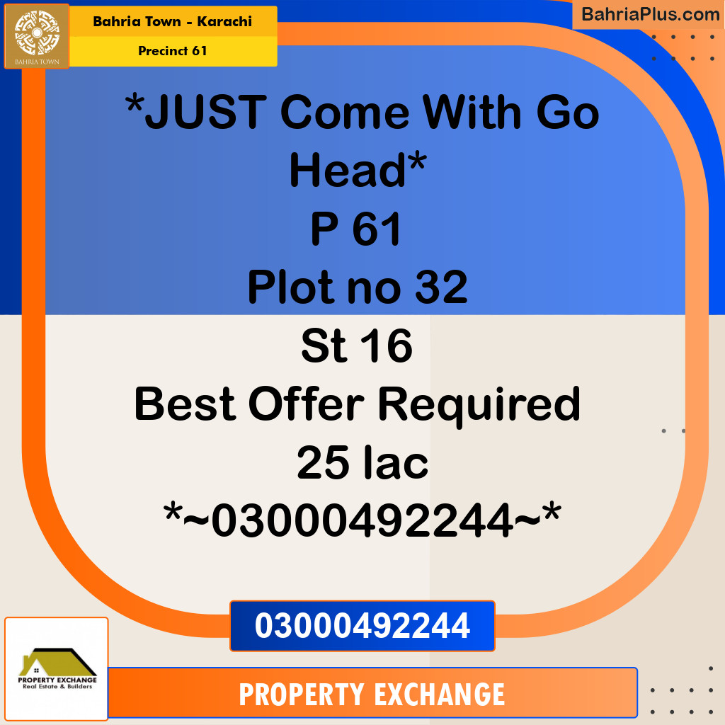 125 Sq. Yards Residential Plot for Sale in Precinct 61 -  Bahria Town, Karachi - (BP-209180)