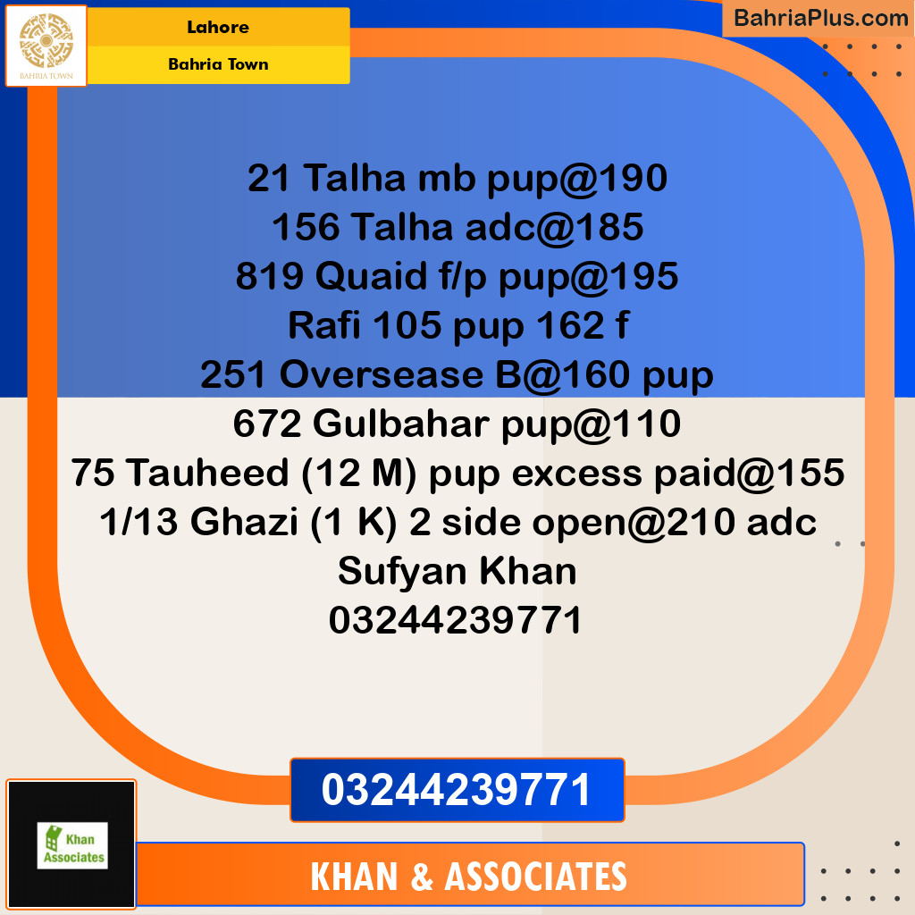 Residential Plot for Sale in Bahria Town, Lahore - (BP-209202)