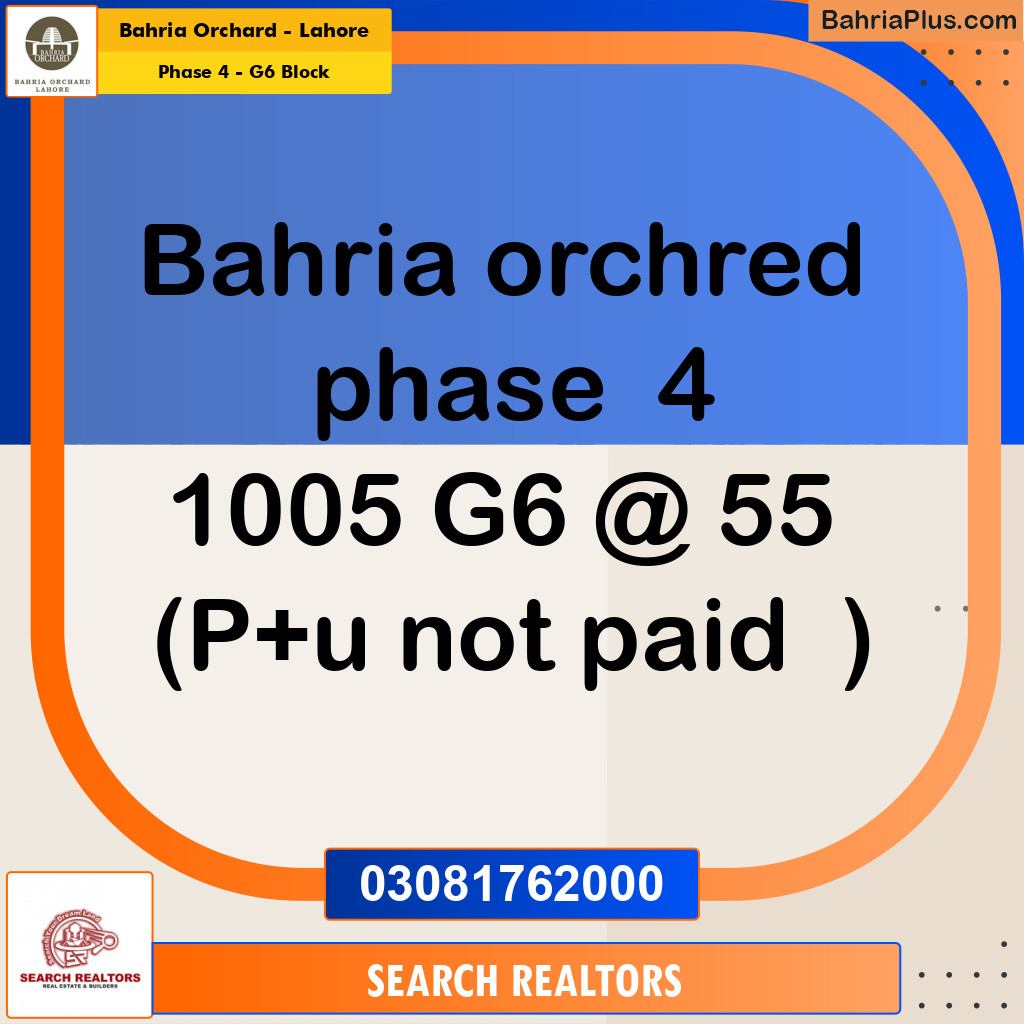 10 Marla Residential Plot for Sale in Phase 4 - G6 Block -  Bahria Orchard, Lahore - (BP-209211)