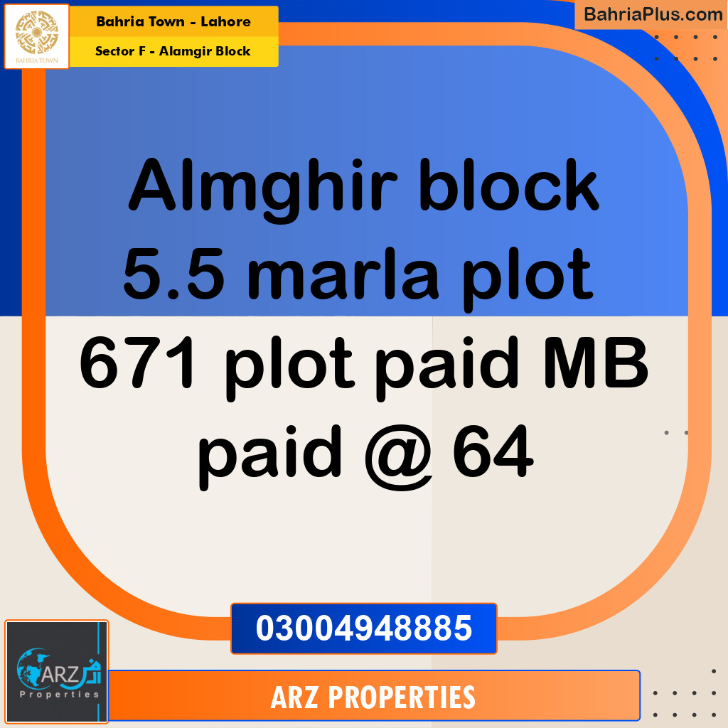 Residential Plot for Sale in Sector F - Alamgir Block -  Bahria Town, Lahore - (BP-209267)