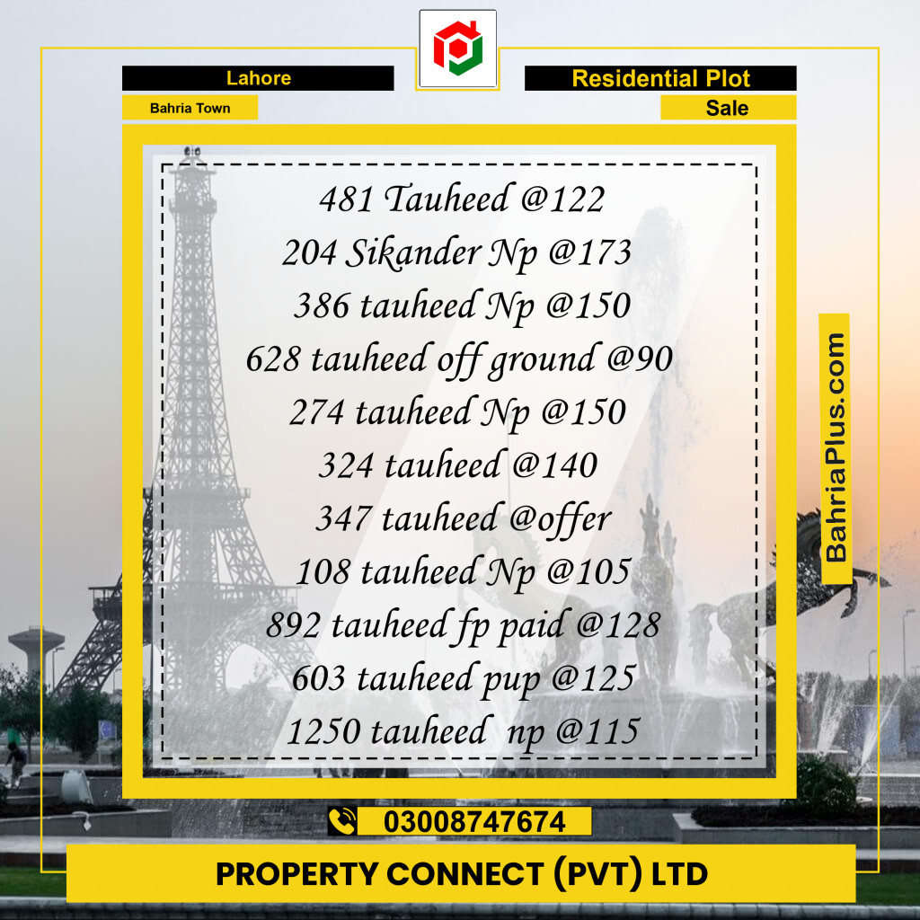 Residential Plot for Sale in Bahria Town, Lahore - (BP-209307)