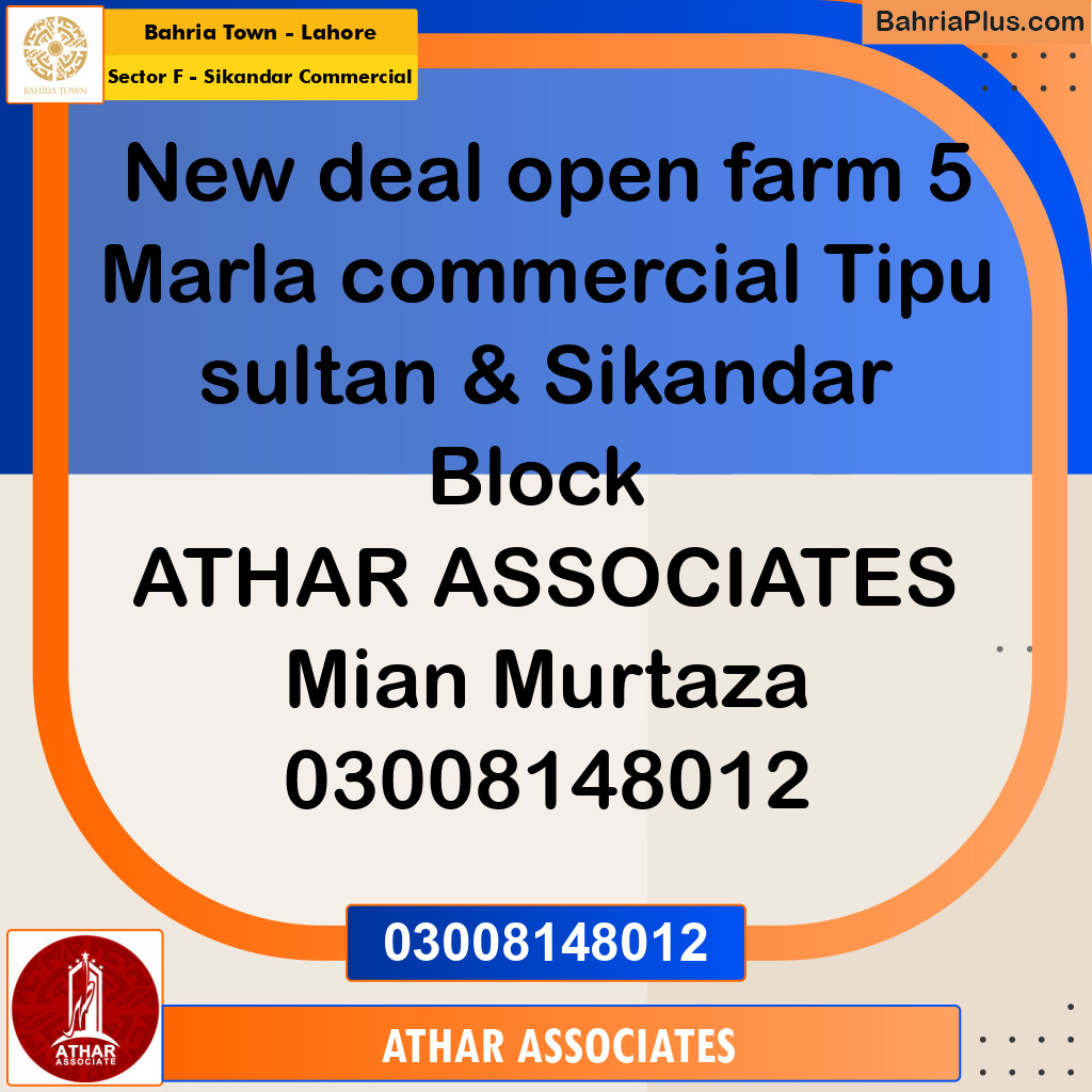5 Marla Commercial Plot for Sale in Sector F - Sikandar Commercial -  Bahria Town, Lahore - (BP-209341)
