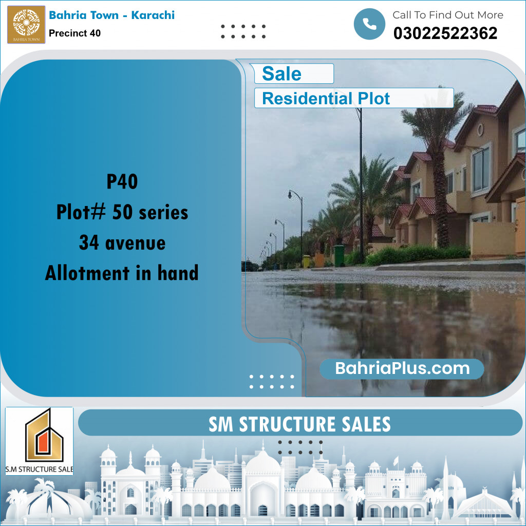 250 Sq. Yards Residential Plot for Sale in Precinct 40 -  Bahria Town, Karachi - (BP-209347)