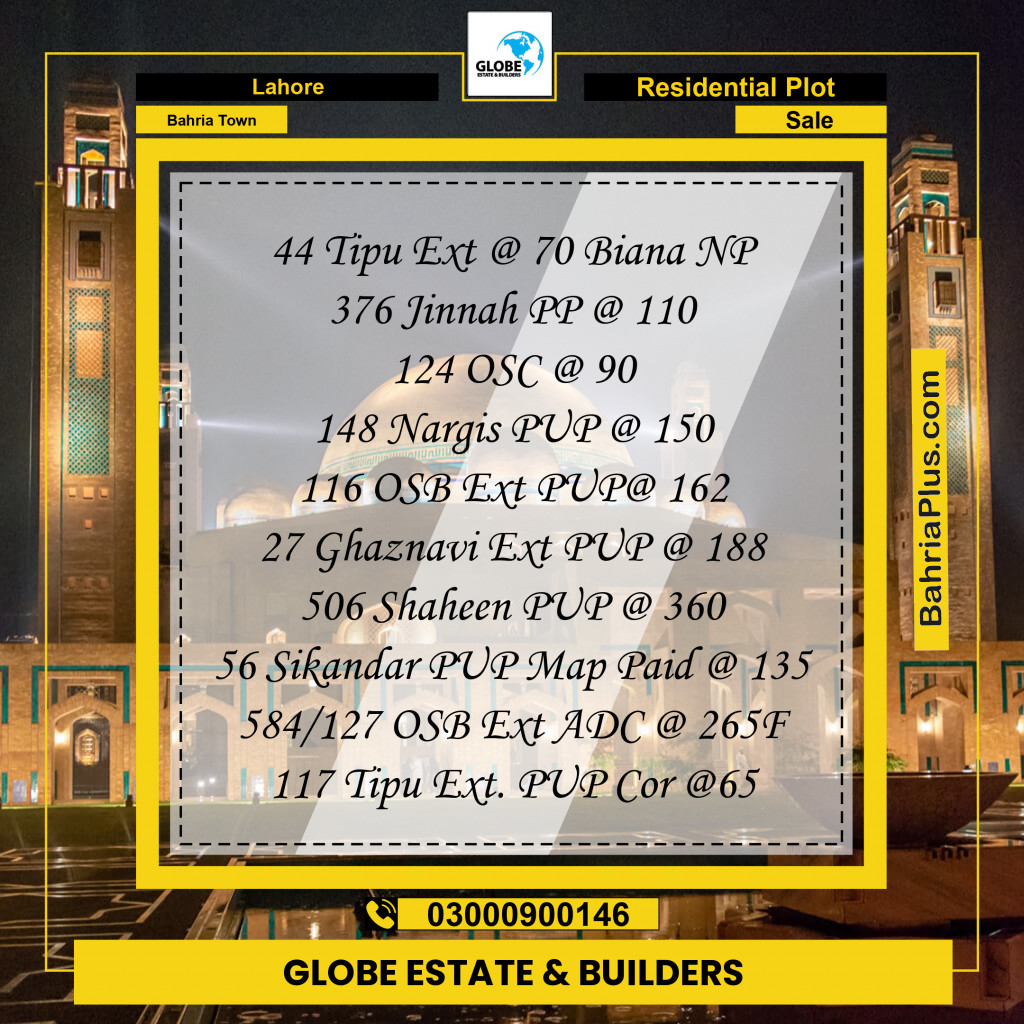 Residential Plot for Sale in Bahria Town, Lahore - (BP-209370)
