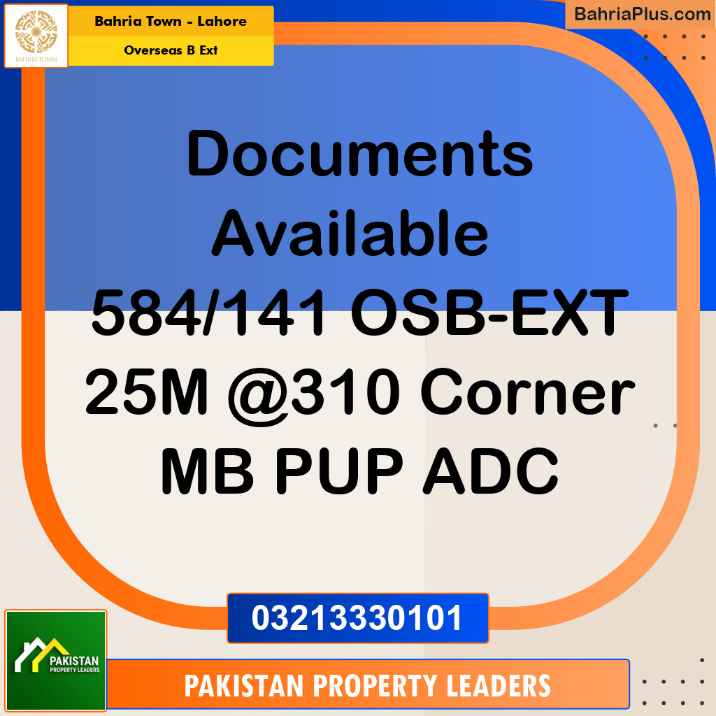 1 Kanal Residential Plot for Sale in Overseas B Ext -  Bahria Town, Lahore - (BP-209376)