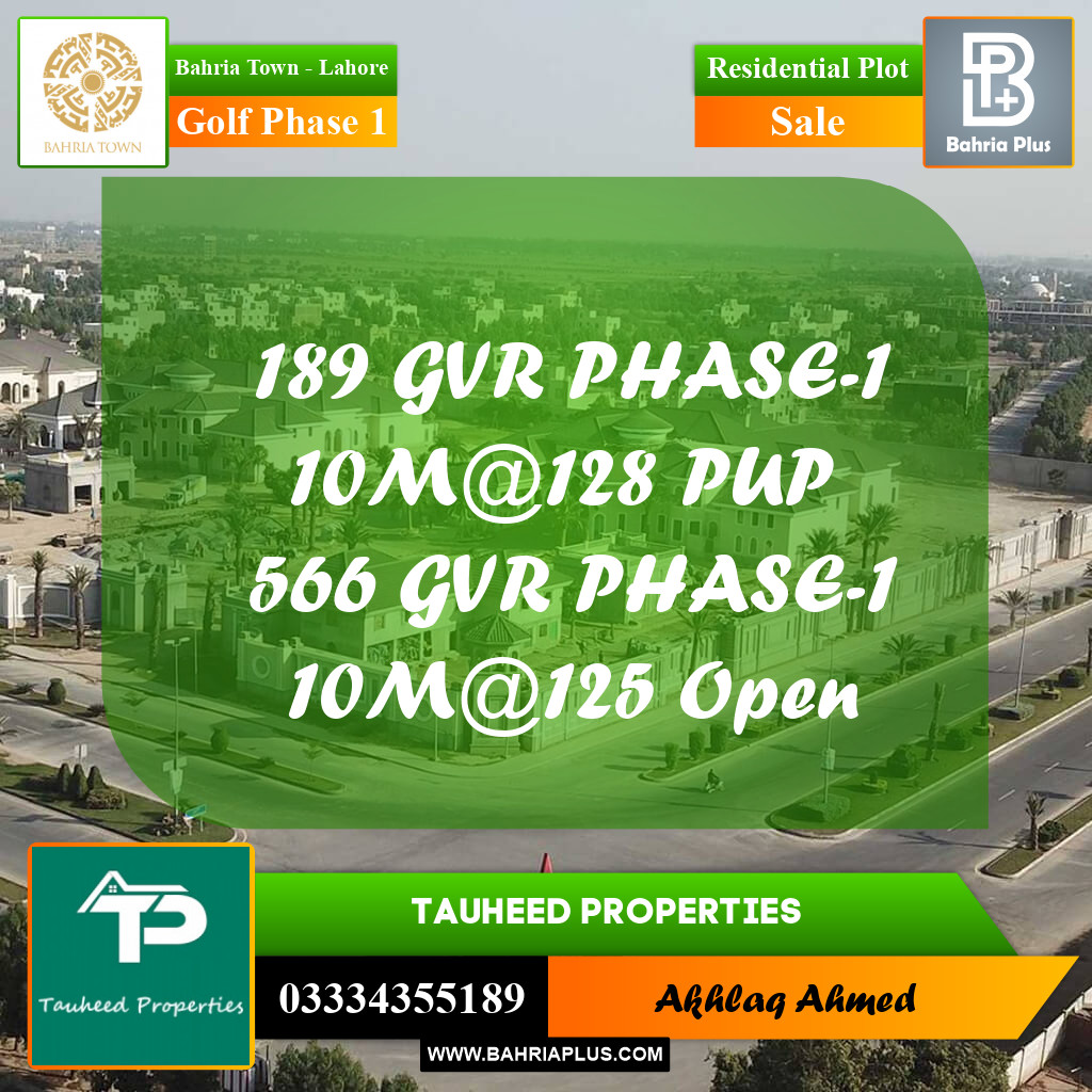 10 Marla Residential Plot for Sale in Golf Phase 1 -  Bahria Town, Lahore - (BP-209400)