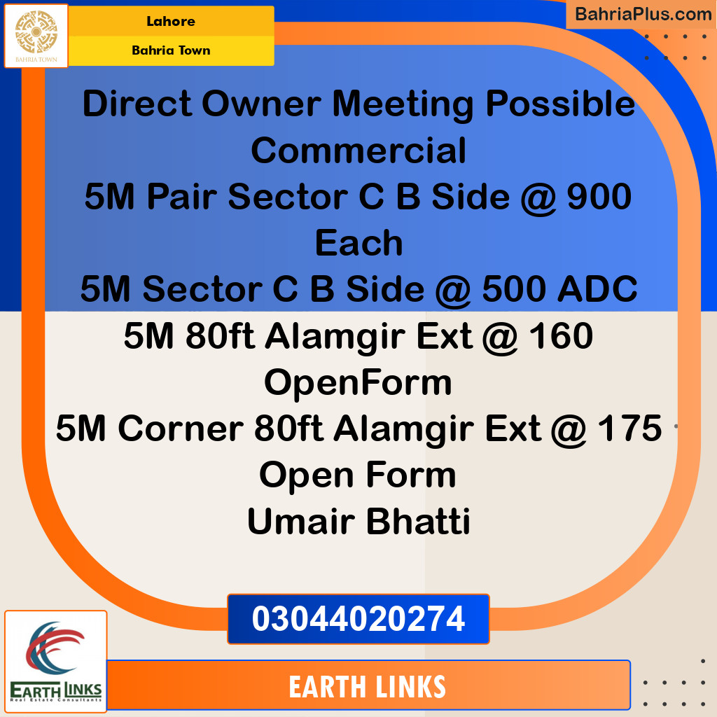 Commercial Plot for Sale in Bahria Town, Lahore - (BP-209402)