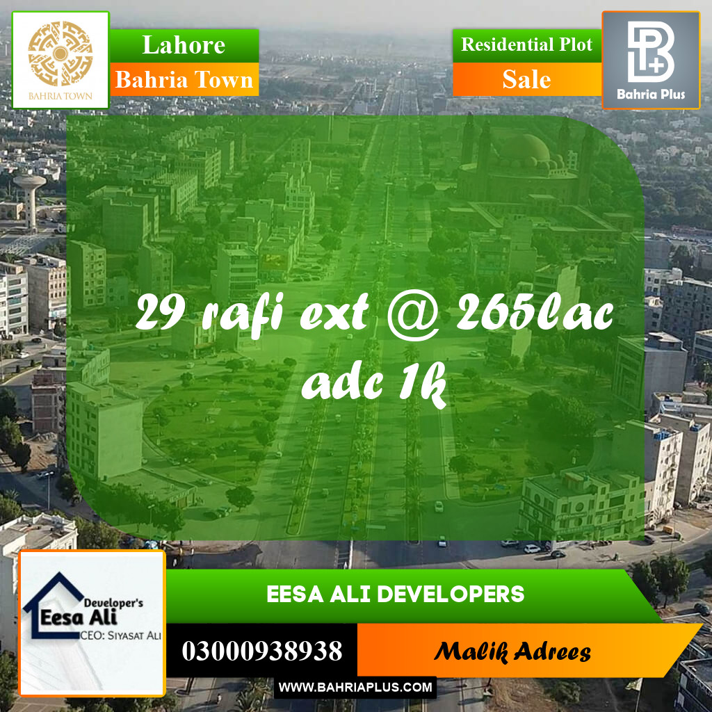 Residential Plot for Sale in Bahria Town, Lahore - (BP-209408)