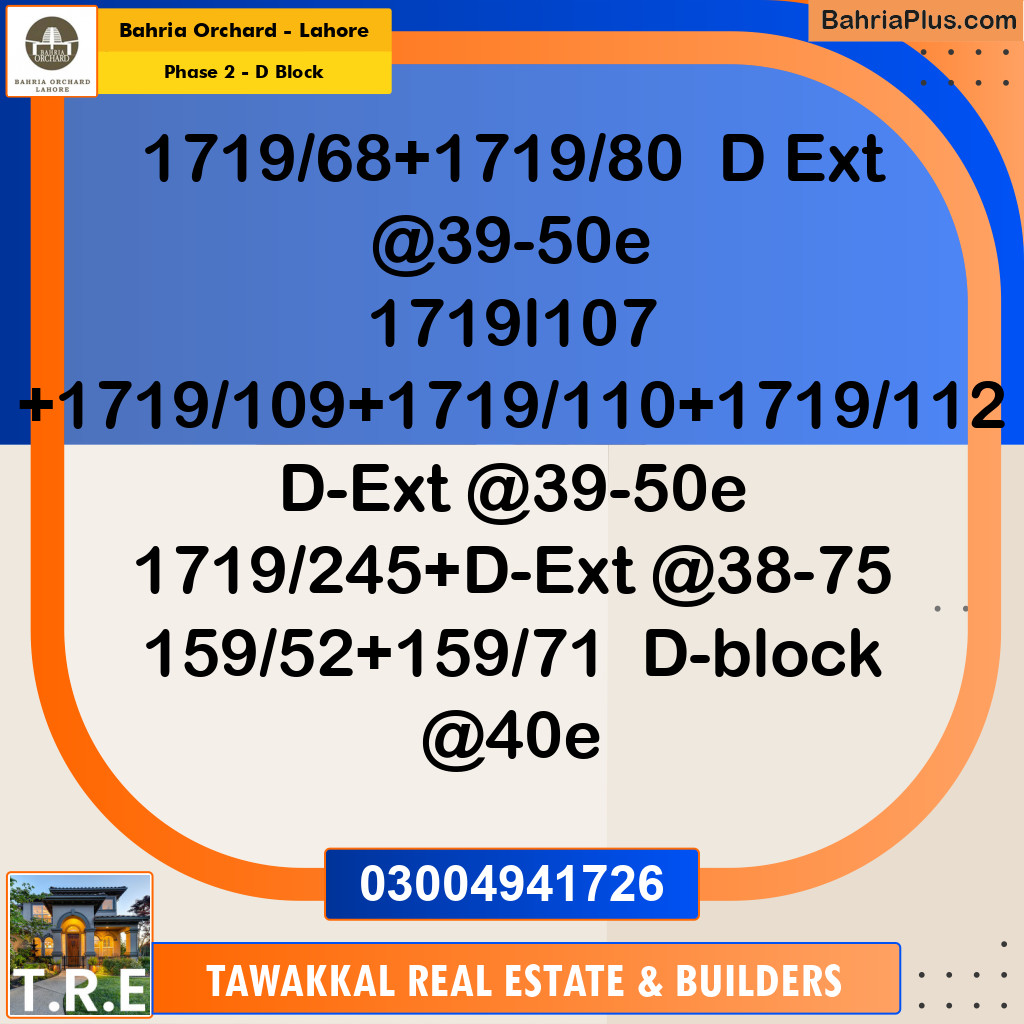 5 Marla Residential Plot for Sale in Phase 2 - D Block - Bahria Orchard, Lahore - (BP-209410)