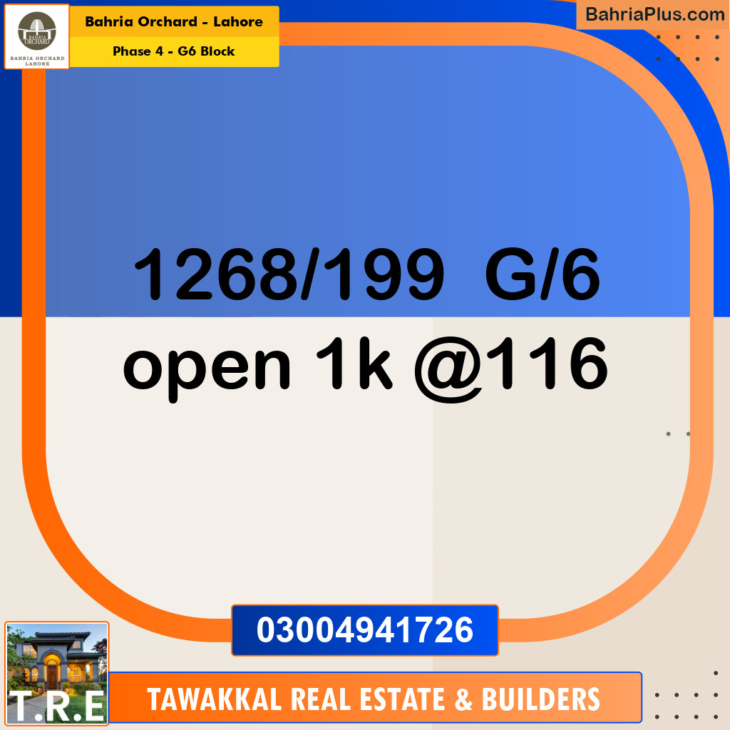 1 Kanal Residential Plot for Sale in Phase 4 - G6 Block -  Bahria Orchard, Lahore - (BP-209431)