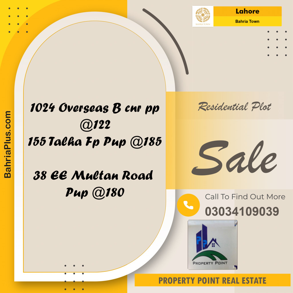 Residential Plot for Sale in Bahria Town, Lahore - (BP-209451)