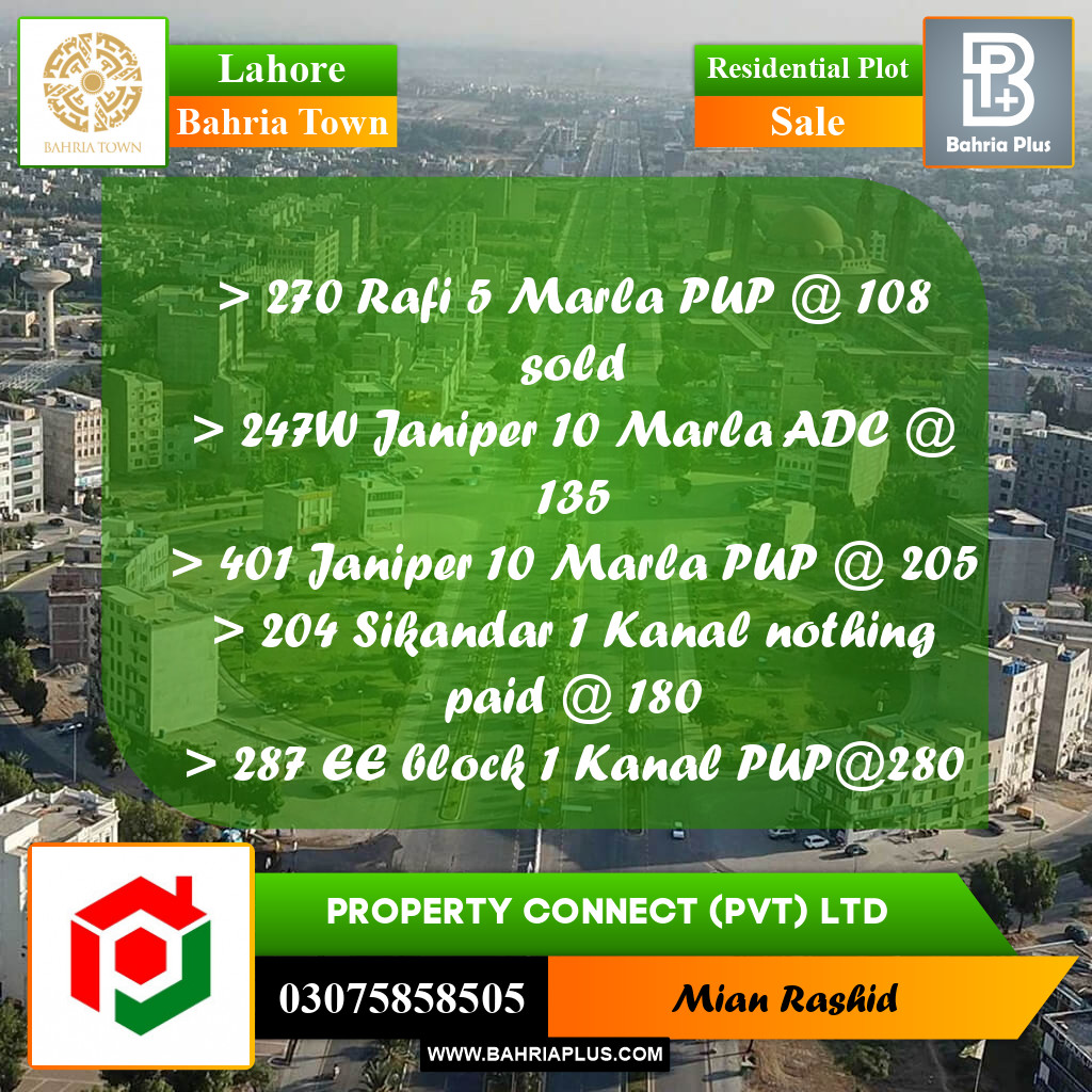 10 Marla Residential Plot for Sale in Bahria Town, Lahore - (BP-209459)