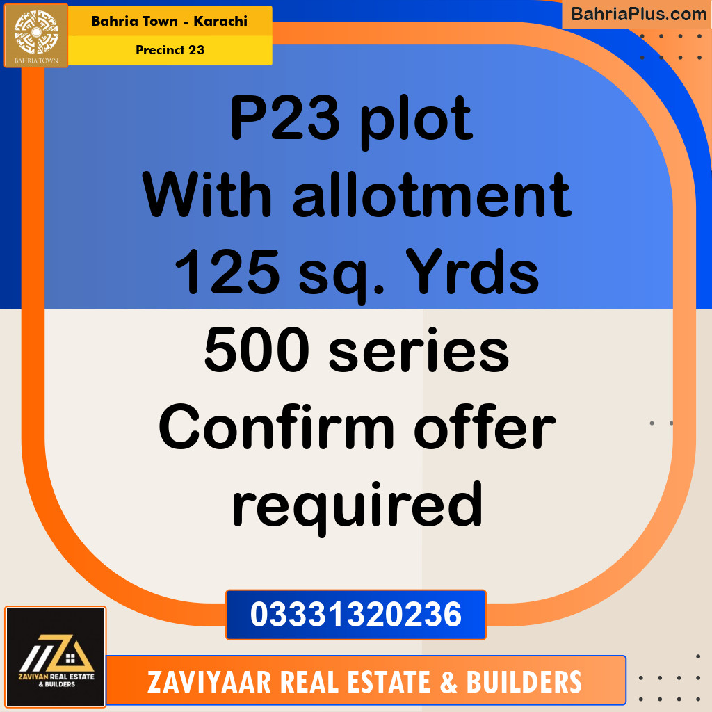 125 Sq. Yards Residential Plot for Sale in Precinct 23 -  Bahria Town, Karachi - (BP-209474)