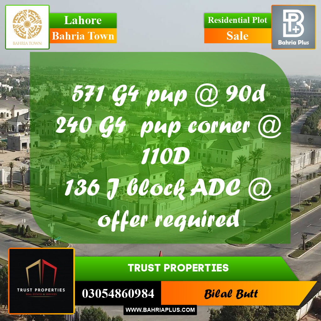 Residential Plot for Sale in Bahria Town, Lahore - (BP-209564)