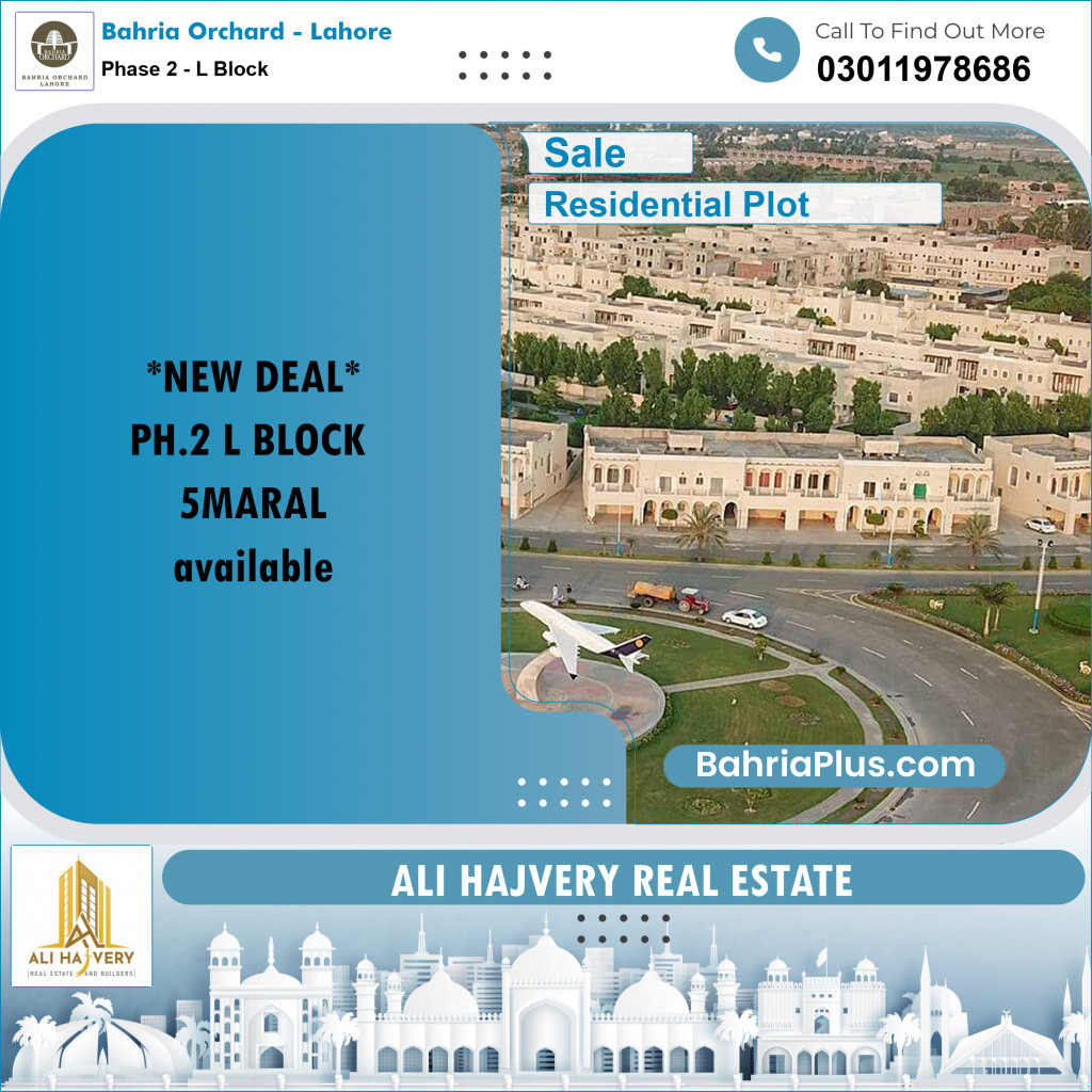 5 Marla Residential Plot for Sale in Phase 2 - L Block -  Bahria Orchard, Lahore - (BP-209592)