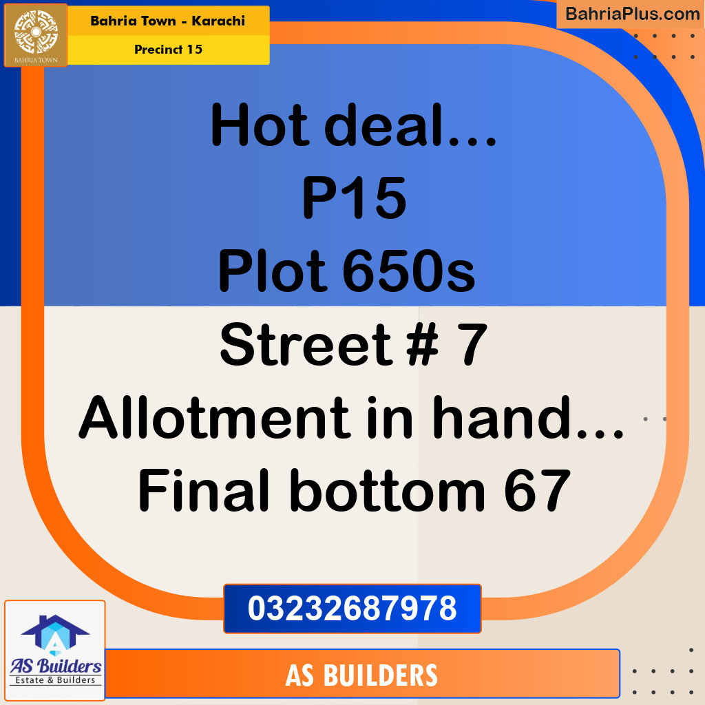 125 Sq. Yards Residential Plot for Sale in Precinct 15 -  Bahria Town, Karachi - (BP-209611)